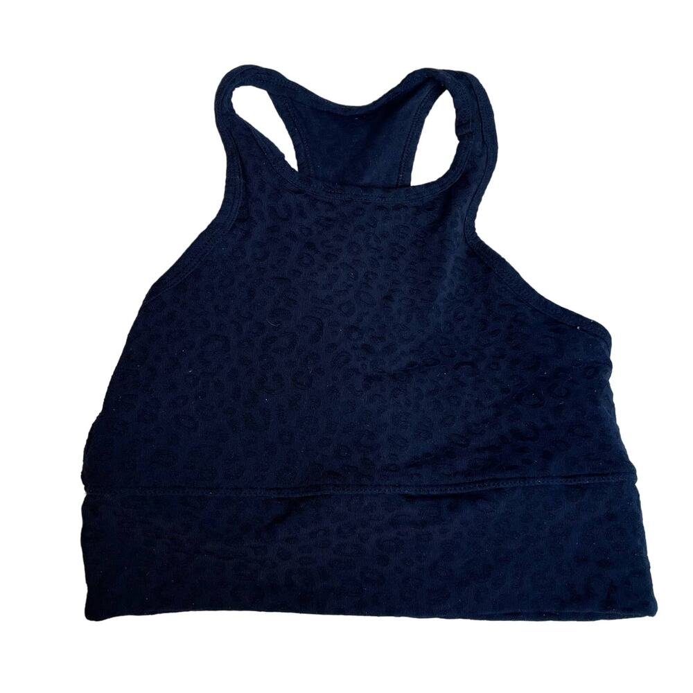 STRUT THIS One Size Navy Black Racerback Sports Bra No Padding Leopard Cheetah